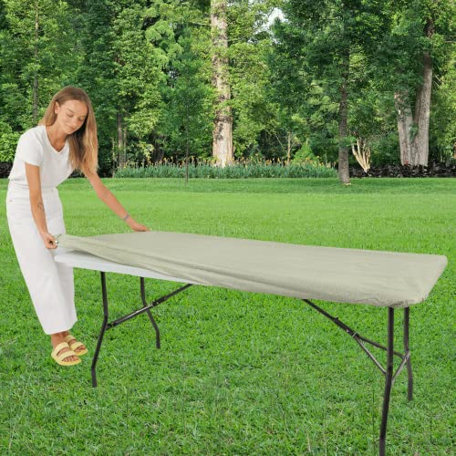 Tischdecke für Klapptisch, rechteckige Tischdecke für 90 x 274 cm, Kunststoff-Vinyl-Flanell mit elastischem Rand, für Weihnachten, Partys, wasserdicht Tischdecke für Klapptisch, rechteckige Tischdecke für 90 x 274 cm, Kunststoff-Vinyl-Flanell mit elastischem Rand, für Weihnachten, Partys, wasserdicht von moty