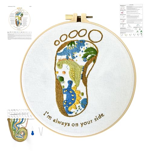 mozhijing Dinosaurier-Stickset für Anfänger, handgefertigtes Stickerei-Geschenk für Neugeborene Jungen, Stickrahmen, Stoff, Muster, Zahnseide, Nadeln, Kreuzstichzubehör mozhijing Dinosaurier-Stickset für Anfänger, handgefertigtes Stickerei-Geschenk für Neugeborene Jungen, Stickrahmen, Stoff, Muster, Zahnseide, Nadeln, Kreuzstichzubehör von mozhijing