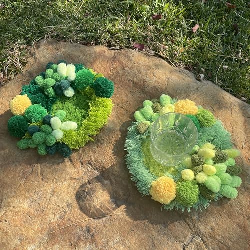 msamiagfn Knüpfhaken-Set für Erwachsene, 3D-Moos-Design-Untersetzer, Vierjahreszeiten-Thema, 2 Stück (Frühling-Sommer) von msamiagfn