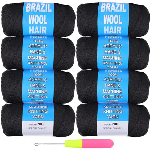 Mscat 8 Rollen natürliche schwarze brasilianische Wolle, Haargarn für Haar, Häkeln, Flechten, Zöpfe, gedrehte Warps, senegalesische Twisting-Jumbo-Zöpfe, Kunstzöpfe, Box-Zöpfe, Stricken, Haarzöpfe, 70 Mscat 8 Rollen natürliche schwarze brasilianische Wolle, Haargarn für Haar, Häkeln, Flechten, Zöpfe, gedrehte Warps, senegalesische Twisting-Jumbo-Zöpfe, Kunstzöpfe, Box-Zöpfe, Stricken, Haarzöpfe, 70 von mscat