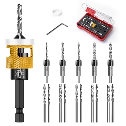 15 Stück Holzsenker-Bit-Set, Bohrer-Set zum Senken, verstellbare Holzsenker, für Holzbearbeitung, Sechskantschaft 1/4 Zoll, Senkung 82°, HSS-M2 15 Stück Holzsenker-Bit-Set, Bohrer-Set zum Senken, verstellbare Holzsenker, für Holzbearbeitung, Sechskantschaft 1/4 Zoll, Senkung 82°, HSS-M2 von mtchavno