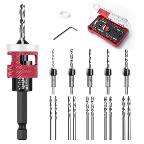 15 Stück Holzsenker-Bit-Set, Bohrer-Set zum Senken, verstellbare Holzsenker, für Holzbearbeitung, Sechskantschaft 1/4 Zoll, Senkung 82°, HSS-M2 15 Stück Holzsenker-Bit-Set, Bohrer-Set zum Senken, verstellbare Holzsenker, für Holzbearbeitung, Sechskantschaft 1/4 Zoll, Senkung 82°, HSS-M2 von mtchavno