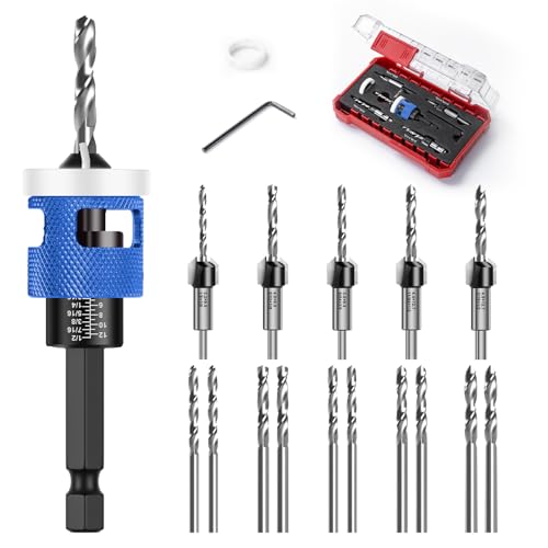 15 Stück Holzsenker-Bit-Set, Bohrer-Set zum Senken, verstellbare Holzsenker, für Holzbearbeitung, Sechskantschaft 1/4 Zoll, Senkung 82°, HSS-M2 15 Stück Holzsenker-Bit-Set, Bohrer-Set zum Senken, verstellbare Holzsenker, für Holzbearbeitung, Sechskantschaft 1/4 Zoll, Senkung 82°, HSS-M2 von mtchavno