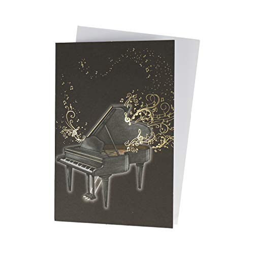 Doppelkarte Musikmotiv gold mit Umschlag - Schönes Geschenk für Musiker (Flügel) von mugesh