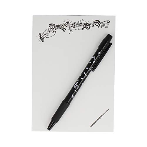 Schreibset Instrument mit A6-Block und Kugelschreiber - Schönes Geschenk für Musiker (Querflöte) von mugesh
