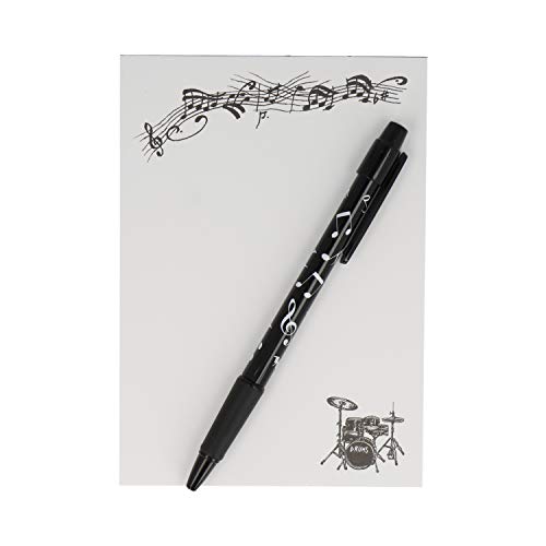 mugesh Schreibset Instrument mit A6-Block und Kugelschreiber - Schönes Geschenk für Musiker (Schlagzeug) von mugesh