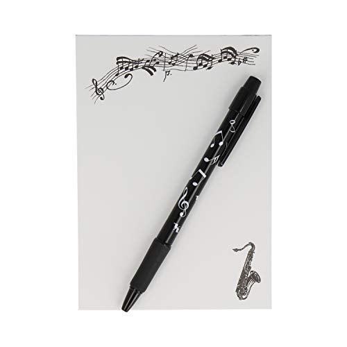 mugesh Schreibset Instrument mit A6-Block und Kugelschreiber - Schönes Geschenk für Musiker (Saxofon) von mugesh