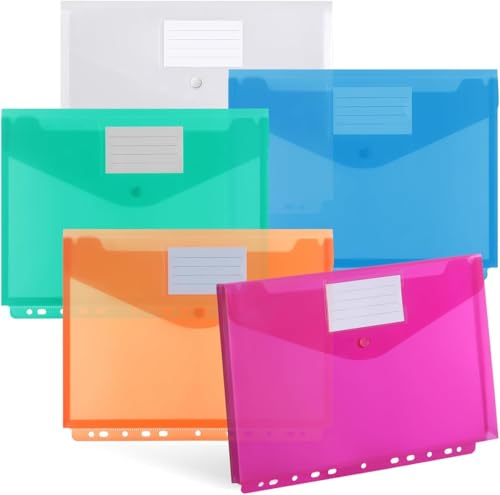 muhogxio Dokumentenmappe A4 zum Abheften - 12 Pack Dokumentenmappe Sammelmappen für Dokumente Organisieren mit Binderlöcher und Etikettentasche wasserdicht (6 Farben) von muhogxio