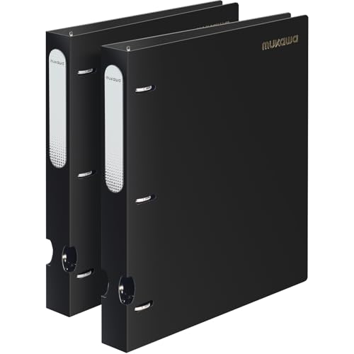 MUKAWA 2,5 cm 3-Ringbuch – Flexibler D-Ringbuch, 225 Blatt Kapazität, robuster Ordner für Schule, Büro, Dokumente, 2 Stück, Schwarz MUKAWA 2,5 cm 3-Ringbuch – Flexibler D-Ringbuch, 225 Blatt Kapazität, robuster Ordner für Schule, Büro, Dokumente, 2 Stück, Schwarz von mukawa
