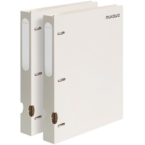 MUKAWA 2,5 cm 3-Ringbuch – Flexibler D-Ringbuch, 225 Blatt Kapazität, robuster Ordner für Schule, Büro, Dokumente, 2 Stück, Weiß MUKAWA 2,5 cm 3-Ringbuch – Flexibler D-Ringbuch, 225 Blatt Kapazität, robuster Ordner für Schule, Büro, Dokumente, 2 Stück, Weiß von mukawa