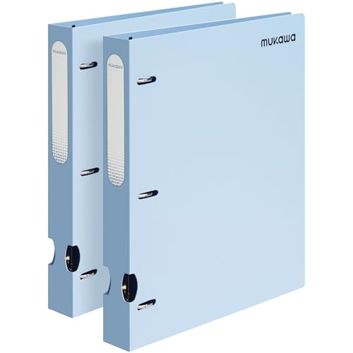 MUKAWA 2,5 cm 3-Ringbuch – Flexibler D-Ringbuch, 225 Blatt Kapazität, robuster Ordner für Schule, Büro, Dokumente, 2 Stück, blau von mukawa