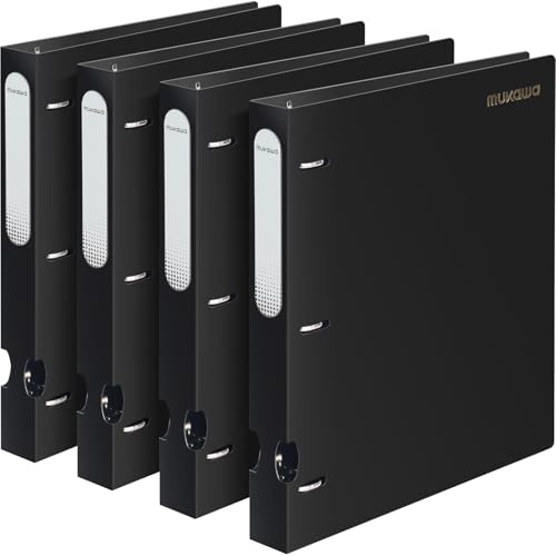 MUKAWA 2,5 cm 3-Ringbuch – Flexibler D-Ringbuch, 225 Blatt Kapazität, robuster Ordner für Schule, Büro, Dokumente, 4 Stück, Schwarz MUKAWA 2,5 cm 3-Ringbuch – Flexibler D-Ringbuch, 225 Blatt Kapazität, robuster Ordner für Schule, Büro, Dokumente, 4 Stück, Schwarz von mukawa