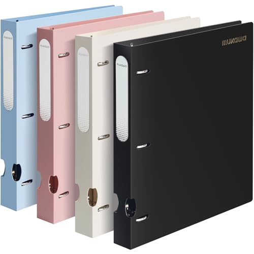 MUKAWA 2,5 cm 3-Ringbuch – Flexibler D-Ringbuch, 225 Blatt Kapazität, robuster Ordner für Schule, Büro, Dokumente, 4 Stück, weiß, schwarz, blau, rosa MUKAWA 2,5 cm 3-Ringbuch – Flexibler D-Ringbuch, 225 Blatt Kapazität, robuster Ordner für Schule, Büro, Dokumente, 4 Stück, weiß, schwarz, blau, rosa von mukawa