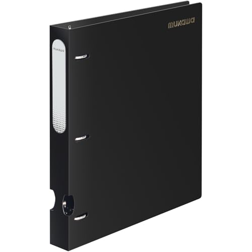 MUKAWA 2.5 cm 3-Ringbuch - Flexibler D-Ringbuch, 225 Blatt Kapazität, robuster Ordner für Schule, Büro, Dokumente, 1 Packung, Schwarz von mukawa