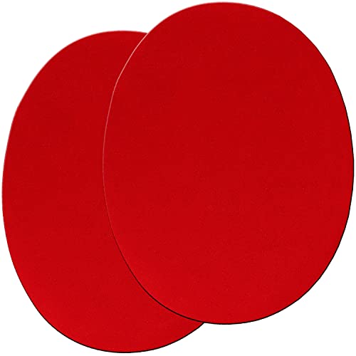 mumbi Flicken zum Aufbügeln, Bügelflicken Lederimitat, oval, rot (2 Stück) von mumbi