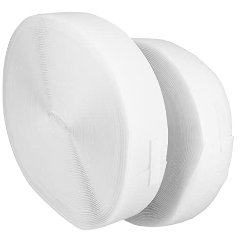 mumbi Klettband zum Nähen, Klett bestehend aus Haken und Flausch zum Aufnähen, Klettverschluss 50mm x 25 Meter, Weiß von mumbi