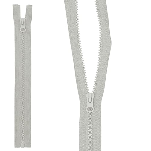 mumbi Reißverschluss teilbar 5mm 25cm Grau Kunststoff Reißverschlüsse mit Zipper grobe Zähne von mumbi