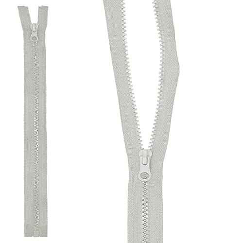 mumbi Reißverschluss teilbar 5mm 30cm Grau Kunststoff Reißverschlüsse mit Zipper grobe Zähne von mumbi