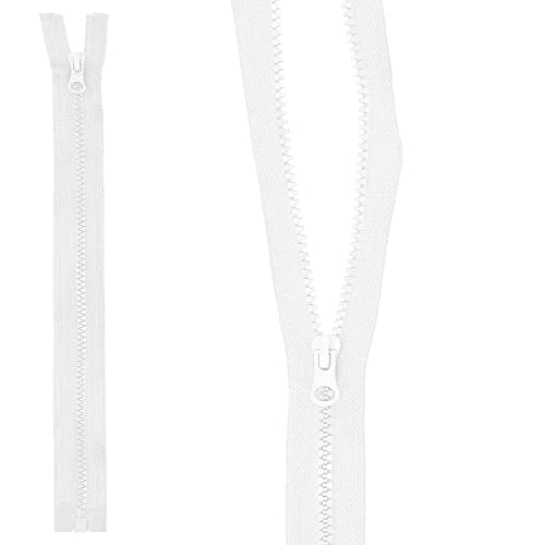 mumbi Reißverschluss teilbar 5mm 30cm Weiss Kunststoff Reißverschlüsse mit Zipper grobe Zähne von mumbi