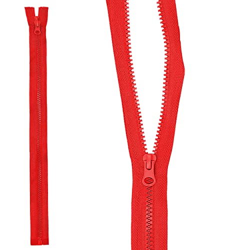 mumbi Reißverschluss teilbar 5mm 40cm Rot Kunststoff Reißverschlüsse mit Zipper grobe Zähne von mumbi