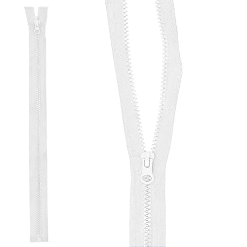 mumbi Reißverschluss teilbar 5mm 40cm Weiß Kunststoff Reißverschlüsse mit Zipper grobe Zähne von mumbi