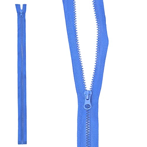 mumbi Reißverschluss teilbar 5mm 50cm Blau Kunststoff Reißverschlüsse mit Zipper grobe Zähne von mumbi