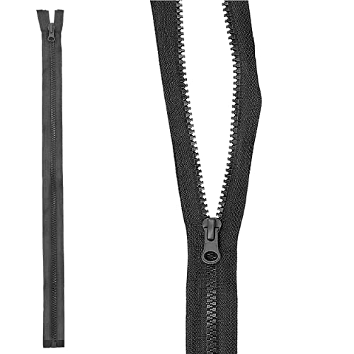 mumbi Reißverschluss teilbar 5mm 50cm Schwarz Kunststoff Reißverschlüsse mit Zipper grobe Zähne von mumbi
