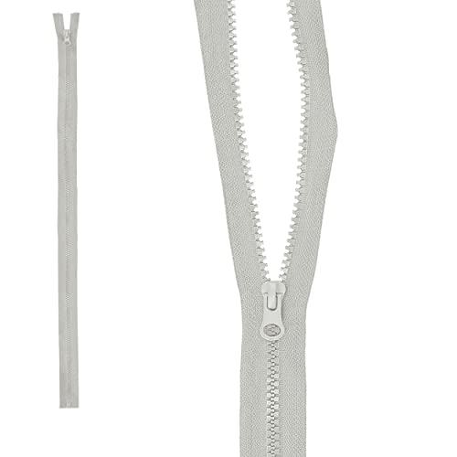 mumbi Reißverschluss teilbar 5mm 60cm Grau Kunststoff Reißverschlüsse mit Zipper grobe Zähne (35591) von mumbi