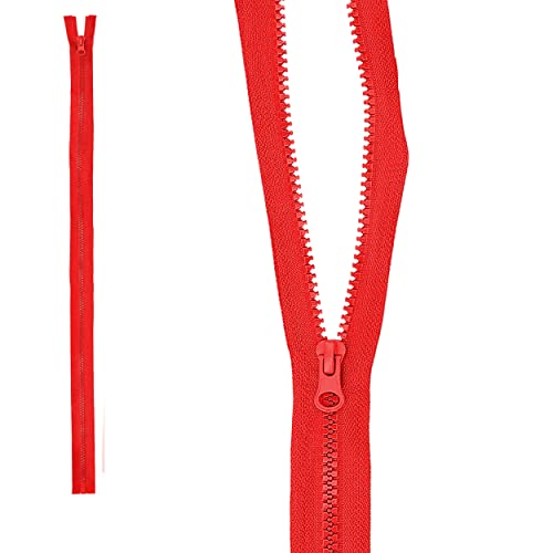mumbi Reißverschluss teilbar 5mm 60cm Rot Kunststoff Reißverschlüsse mit Zipper grobe Zähne von mumbi