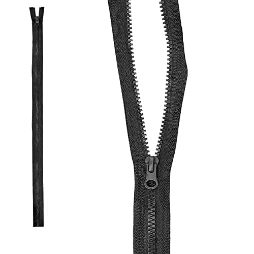 mumbi Reißverschluss teilbar 5mm 60cm Schwarz Kunststoff Reißverschlüsse mit Zipper grobe Zähne, mumbi_35490 von mumbi