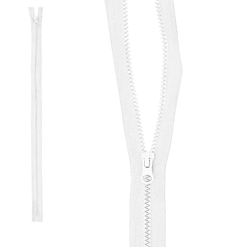 mumbi Reißverschluss teilbar 5mm 60cm Weiss Kunststoff Reißverschlüsse mit Zipper grobe Zähne von mumbi