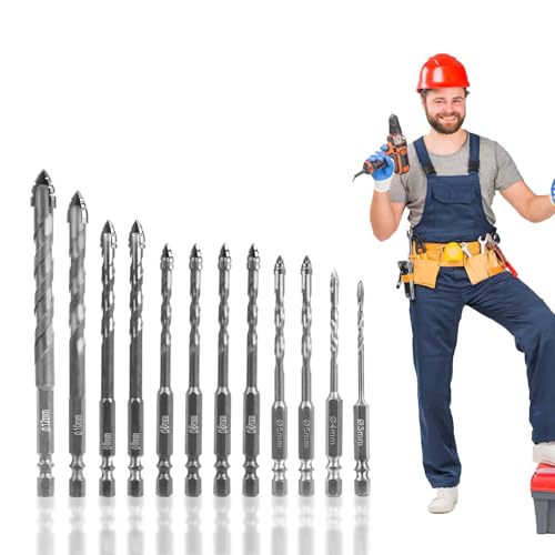 12-Teiliges Neuer Vierschneidiger Sägezahn-Exzenterbohrer, Vierschneidiger Gezackter Exzenterbohrer, Betonbohrer Set, 3/4/5/5/6/6/6/6/8/8/10/12mm, Hochharte Legierung, Schnelle Wärmeableitung (Silber) 12-Teiliges Neuer Vierschneidiger Sägezahn-Exzenterbohrer, Vierschneidiger Gezackter Exzenterbohrer, Betonbohrer Set, 3/4/5/5/6/6/6/6/8/8/10/12mm, Hochharte Legierung, Schnelle Wärmeableitung (Silber) von mumisuto