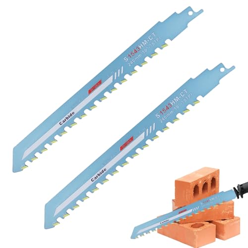 2 Stücke Säbelsägeblätter, Sägeblätter Säbelsäge, Sägeblatt Säbelsäge Zum Schneiden Von Ziegeln, Porenbeton, Zähne Aus Hartmetall und Wolframkarbid, Reduziert Staub (Blau 240mm) von mumisuto