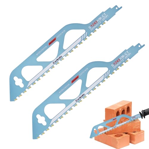 2 Stücke Säbelsägeblätter, Sägeblätter Säbelsäge, Sägeblatt Säbelsäge Zum Schneiden Von Ziegeln, Porenbeton, Zähne Aus Hartmetall und Wolframkarbid, Reduziert Staub (Blau 305mm) von mumisuto