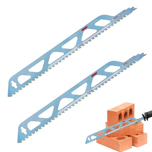 2 Stücke Säbelsägeblätter, Sägeblätter Säbelsäge, Sägeblatt Säbelsäge Zum Schneiden Von Ziegeln, Porenbeton, Zähne Aus Hartmetall und Wolframkarbid, Reduziert Staub (Blau 505mm) von mumisuto