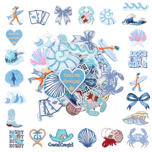 24 Stück Patches zum Aufbügeln,Sommer Bügel auf Patches üße Vintage Ozean Thema Bestickte Reparatur Dekoraktive,Klettverschluss-Aufnäher für Kleidung,Hosen,Rucksäcke,Hüte, Jeans,DIY-Zubehör (Blau) 24 Stück Patches zum Aufbügeln,Sommer Bügel auf Patches üße Vintage Ozean Thema Bestickte Reparatur Dekoraktive,Klettverschluss-Aufnäher für Kleidung,Hosen,Rucksäcke,Hüte, Jeans,DIY-Zubehör (Blau) von mumisuto