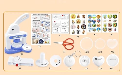 Button Badge Press Maschine,Buttonmaschine 35 mm + 55mm,Button Maschine Set with Supplies,Button Maker mit Cutter,DIY Presse Abzeichen Buttonpresse Abzeichenhersteller für Menschen,Kinder (Blau) von mumisuto
