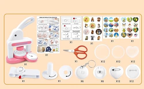 Button Badge Press Maschine,Buttonmaschine 35 mm + 55mm,Button Maschine Set with Supplies,Button Maker mit Cutter,DIY Presse Abzeichen Buttonpresse Abzeichenhersteller für Menschen,Kinder (Rosa) von mumisuto