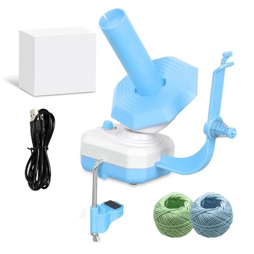 Elektrischen Garnwickler,Kugel Wolle Wickler,Wollwickler Garnwickler mit Garnführung,Elektrisch Wollabwickler zum Häkeln,Automatischer Garnkugelwickler,Stufenloser Geschwindigkeit,Kapazität 10oz(Blau) von mumisuto