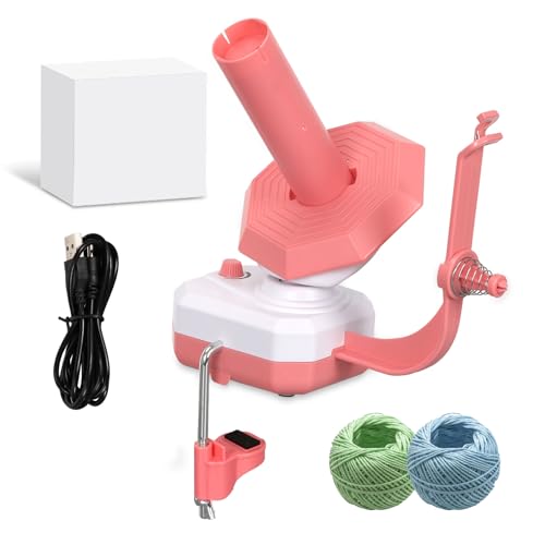 Elektrischen Garnwickler,Wollwickler Garnwickler mit Garnführung,Elektrisch Wollabwickler zum Häkeln,Automatischer Garnkugelwickler,Stufenloser Geschwindigkeit und Großer Kapazität 10oz (Rosa) von mumisuto