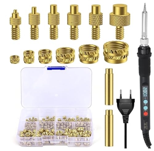 Gewindeeinsätze Lötspitzen Set, Lötkolben Einschmelzhilfe, 6tlg. Lötspitzen für Gewindeeinsatz, 2tlg. Lötkopfadapter, 130tlg. Gewindeeinsätze M2/M3/M4/M5/M6/M8 von mumisuto
