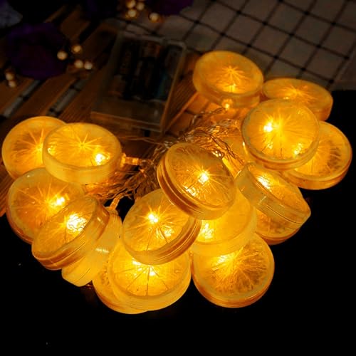 Zitronen Lichterkette, 1.5m Led Lichterkette Wasserdicht Weihnachtslampe Zitronenlicht Party Dekoration (Batterien nicht im) (Orange) von mumisuto