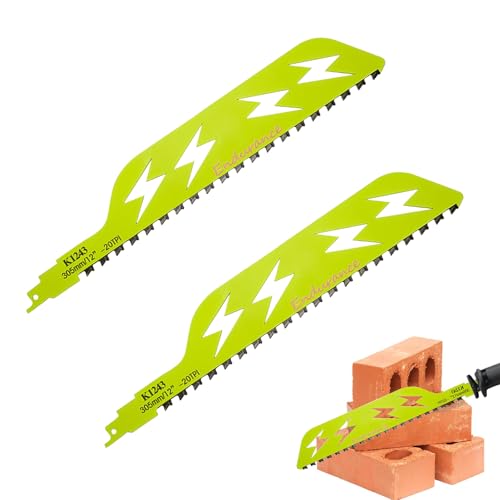 mumisuto 2 Stück Stichsägeblätter, 10in/12in/18in/20in Stichsägeblätter, alternative Stichsägeblätter für die meisten Sägen, zum Schneiden von Ziegeln und Verbundplatten (12in) von mumisuto