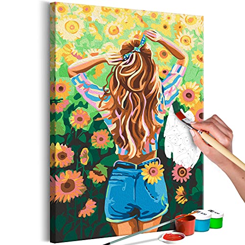 murando - Malen nach Zahlen 40x60 cm Frau Sonnenblumen Blumen Landschaft Malset mit Holzrahmen auf Leinwand für Erwachsene Kinder Gemälde Handgemalt Kit DIY Geschenk Dekoration von murando