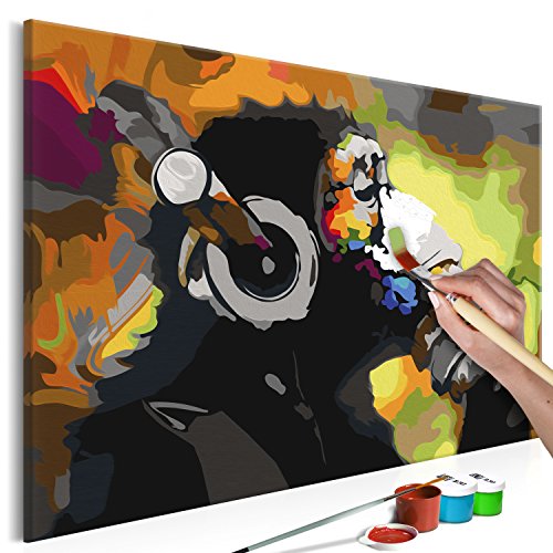 murando - Malen nach Zahlen Banksy Affe Musik 60x40 cm Malset mit Holzrahmen auf Leinwand für Erwachsene Kinder Gemälde Handgemalt Kit DIY Geschenk Dekoration n-A-0274-d-a von murando
