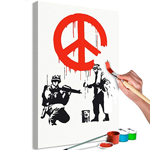 murando - Malen nach Zahlen Banksy Soldaten 40x60 cm Malset mit Holzrahmen auf Leinwand für Erwachsene Kinder Gemälde Handgemalt Kit DIY Geschenk Dekoration n-A-1019-d-a von murando
