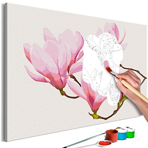 murando - Malen nach Zahlen Blumen Magnolien 60x40 cm Malset mit Holzrahmen auf Leinwand für Erwachsene Kinder Gemälde Handgemalt Kit DIY Geschenk Dekoration n-A-0572-d-a von murando
