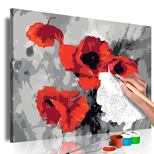 murando - Malen nach Zahlen Blumen Mohn 60x40 cm Malset mit Holzrahmen auf Leinwand für Erwachsene Kinder Gemälde Handgemalt Kit DIY Geschenk Dekoration n-A-0391-d-a von murando