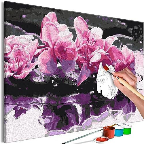 murando - Malen nach Zahlen Blumen Orchidee Natur 60x40 cm Malset mit Holzrahmen auf Leinwand für Erwachsene Kinder Gemälde Handgemalt Kit DIY Geschenk Dekoration b-A-10429-d-a von murando