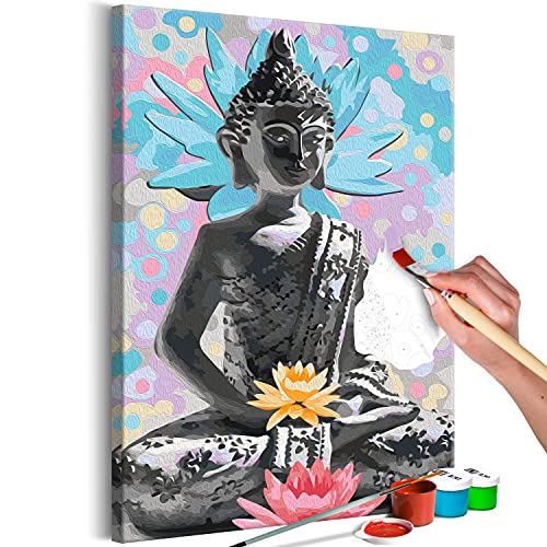 murando - Malen nach Zahlen Buddha Zen Blumen bunt Lotus 40x60 cm Malset mit Holzrahmen auf Leinwand für Erwachsene Kinder Gemälde Handgemalt Kit DIY Geschenk Dekoration n-A-1601-d-a von murando